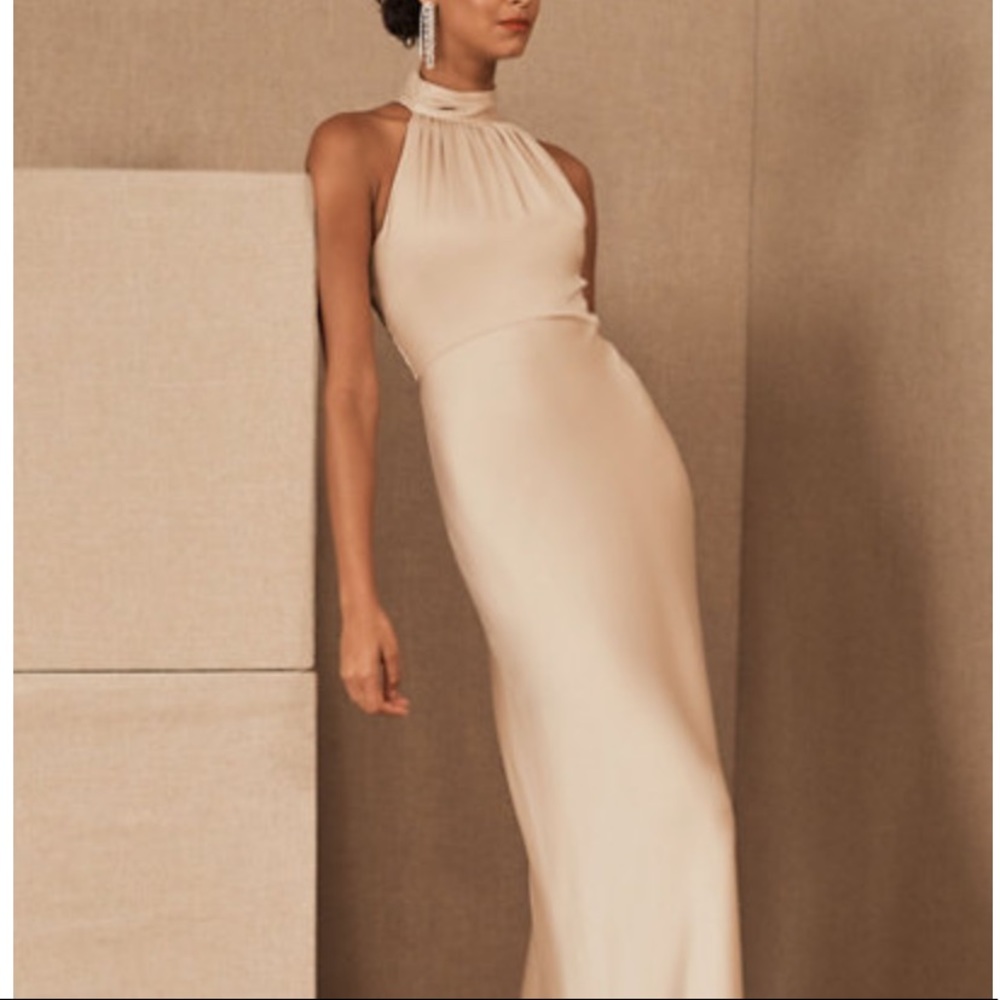 BHLDN Esme Satin Charmeuse Dress in Oyster